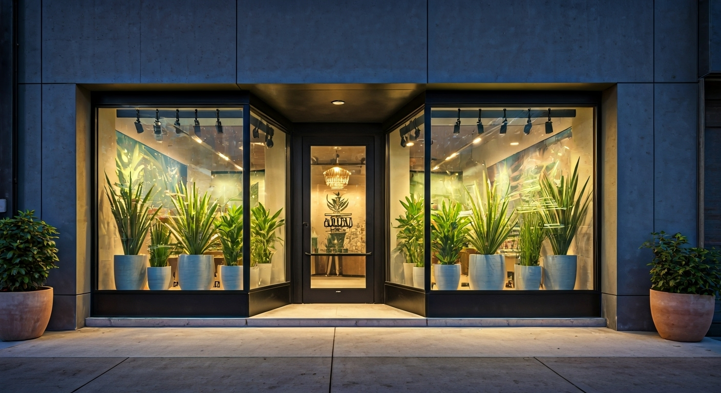 modern dispensary storefront urban