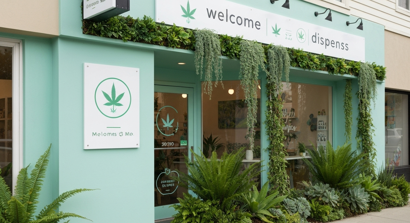 modern dispensary storefront day