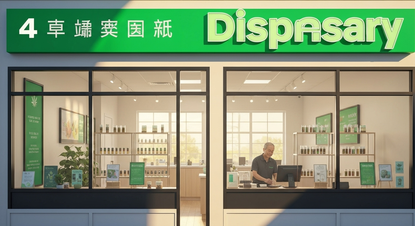 Modern dispensary storefront digital art